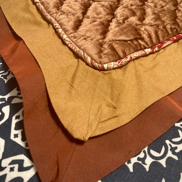 Victorian Heart Company quilted brown velvet throw pillow covers Boho Chic three - Picture 3 of 10